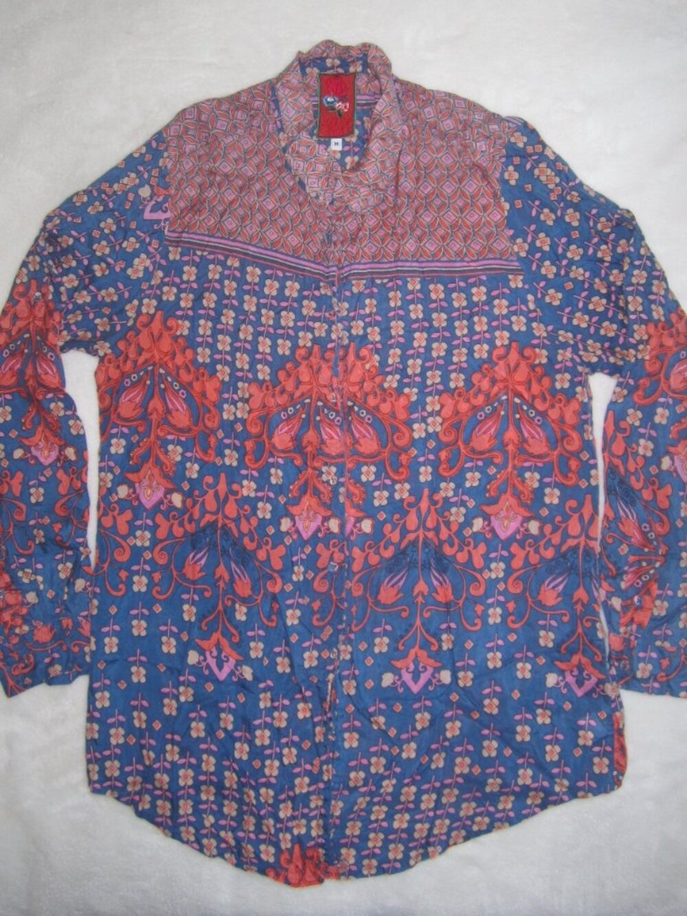 JOHNNY WAS 100% Silk Button Up Shirt Women's Medium